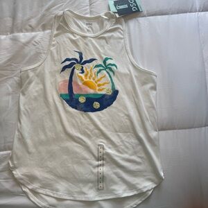 DSG Girls’s white Tank Top with Tropical Print. New with tags.